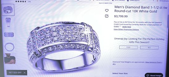 Kay Jeweler Mens Diamond Band
