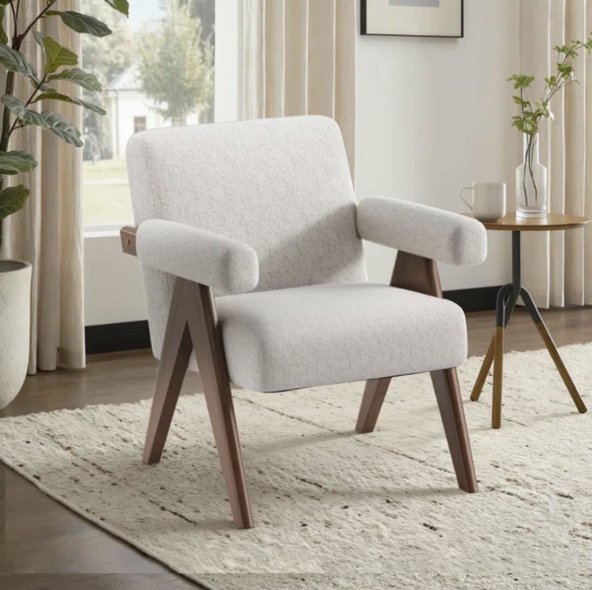 Modern Linen Upholstered Accent ArmChair