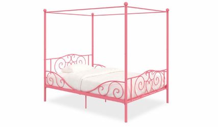 Pink twin Metal Canopy Bed Frame