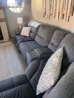Large Dark Grey Sectional Couch