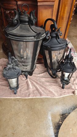 matching set of 4 ornate exterior lanterns