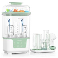 Momcozy Bottle Sterilizer and Dryer, Modular Nesting Space Saving Design, 6 Bottles Capacity, 4 in 1 Compact Sterilizer for Baby Bottles, Breast Pump 