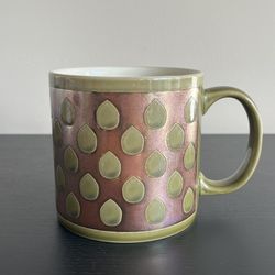 GoldFine Ceramic Coffee Mug Stoneware Green Gold Brown Shimmer Teardrop 20 Oz