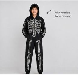 NEW Cat & Jack Skeleton Pajama Suit With Hoodie Kids Size XL(14)
