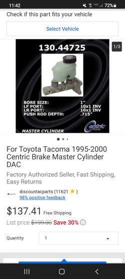 For TOYOTA Tacoma 1995-2000 Centric Master Cylinder