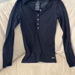 Under armor Cold Gear Half Button Up Long sleeve Black Too Women’s Small 