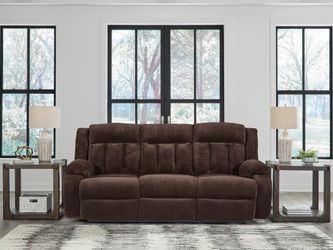 Greely Bend Chocolate Power Reclining Sofa with Drop Down Table