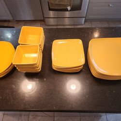 outdoor dinnerware, used once for a patio party