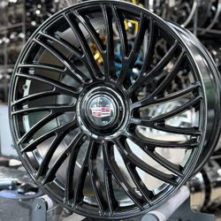 SET OF 24” GLOSS BLACK CADILLAC WHEELS WITH FLOATING CAPS ONLY $1550    Also Fits 2000 to 2025 CHEVROLET Silverado, Tahoe, Suburban, Avalanche, GMC Yu