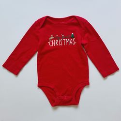 Carter's Baby Girls Cute First Christmas 100% Cotton Long Sleeve Bodysuit, Size 12M