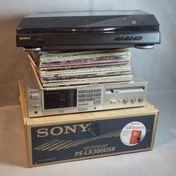 Sony Turntable + Vintage Sony Receiver + 40 Records