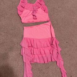 New small stretchy 2piece top shirt mini skirt festival rave outfit ruffle