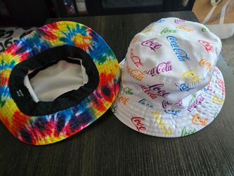 2 summer bucket hats Coke hat reversible ,, standard size
