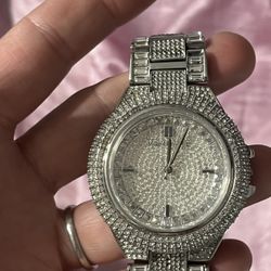Michael Kors, Authentic Crystal Dial Stainless Steel Watch Woman