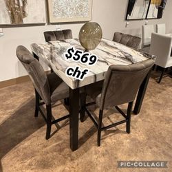 Christmas sale 5 Piece counter height dining table set 