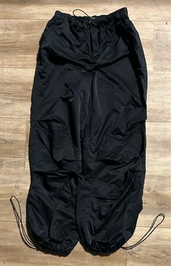 Black parachute pants