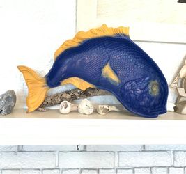 Vintage metal fish tray, 20 1/2 inches long. Heavy