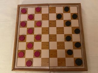 Vintage Wooden Chess & Checker Board