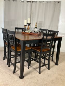 High Extendable Dining Table with 6 Chairs Comedor de Mesa Alta Con Extension y 6 Sillas