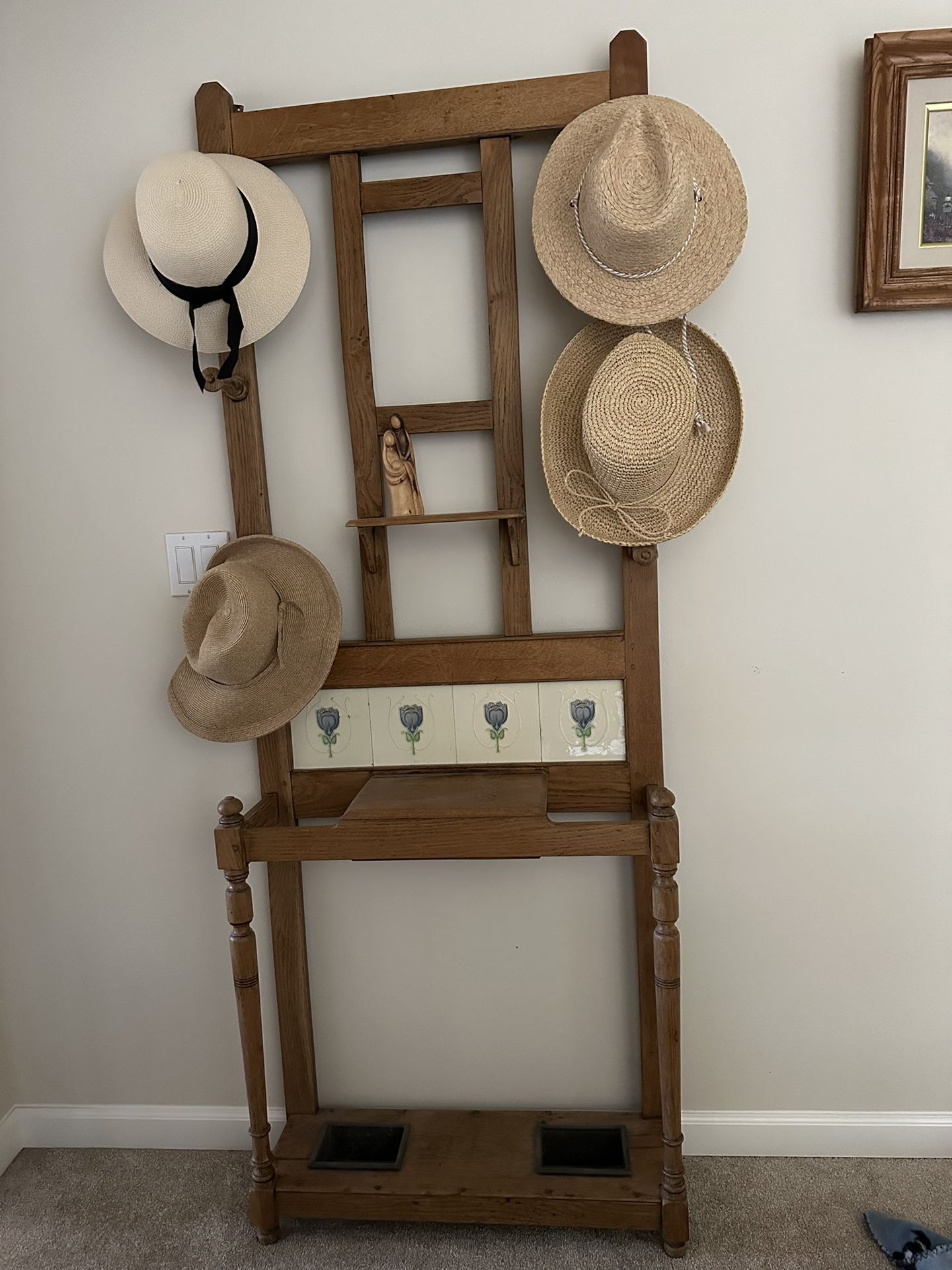 Antique English Umbrella Stand And Hat Rack