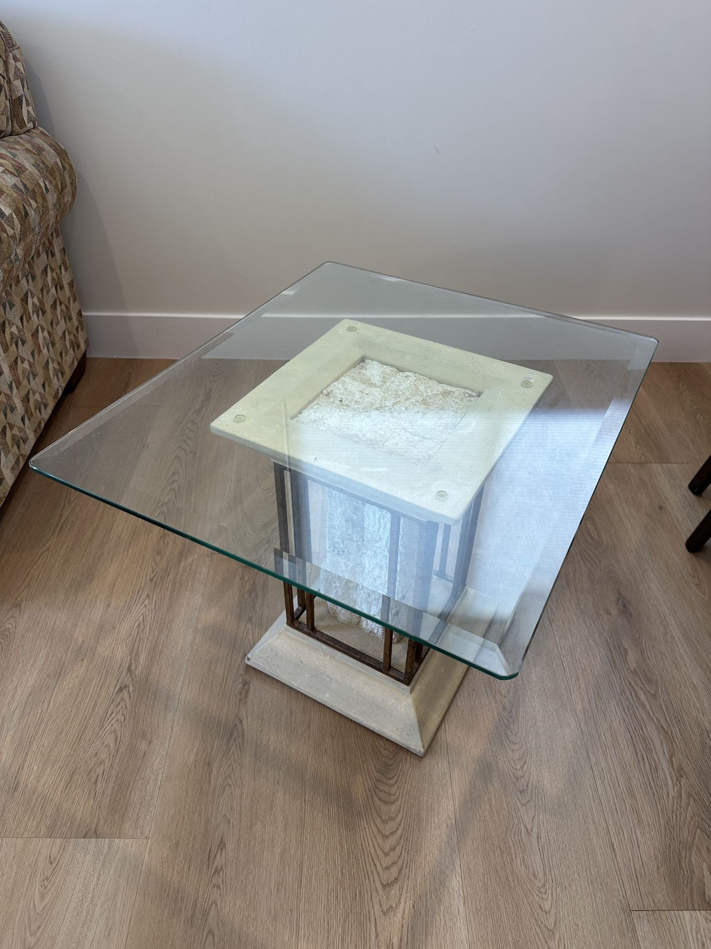 2 Glass Top Greek/Roman Column End Tables