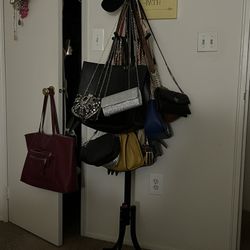 Standing Coat And Hat Hanger Organizer Rack-Black