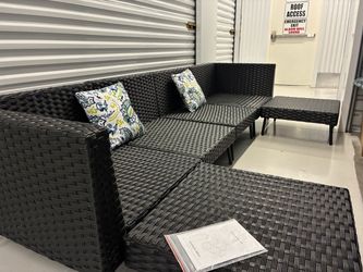 (Delivery) 116” New Assembly XLarge U Shaped Wicker Sofa Set.