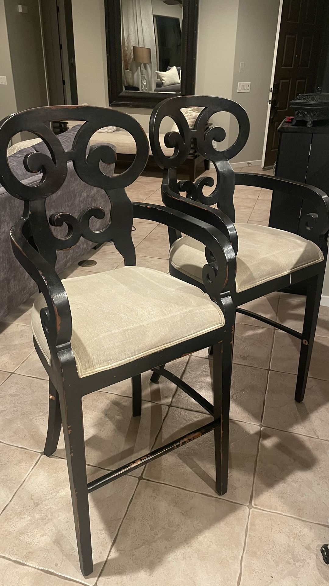 2  Wooden Tall Bar Stools