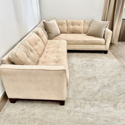 Macy’s Beige 110” by 82” 2pc Tufted Sectional Sofa 