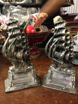 Antique "Flying Cloud" Solid Metal Bookends