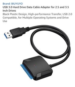 USB 3.0 Hard Drive Data Cable Adapter for 2.5 and 3.5 Inch Drives Black Plastic Design, High-performance Transfer, USB 2.0 Compatible, for Multiple Op