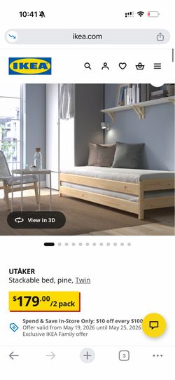 IKEA Utaker twin bed + 2 mattress + waterproof covers