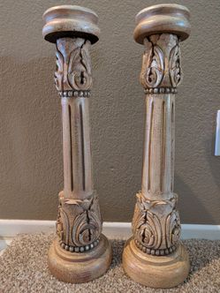 Decorative Column Pillar Candle Holders Set of 2