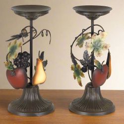 Homeinteriors Par De Candelabros De Frutas De Metal.