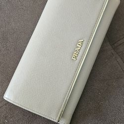 Prada Saffiano Leather Continental Wallet in Tan