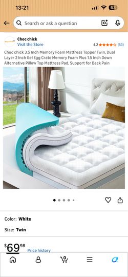 Memory Foam Bed Topper 3.5in for Twin xl
