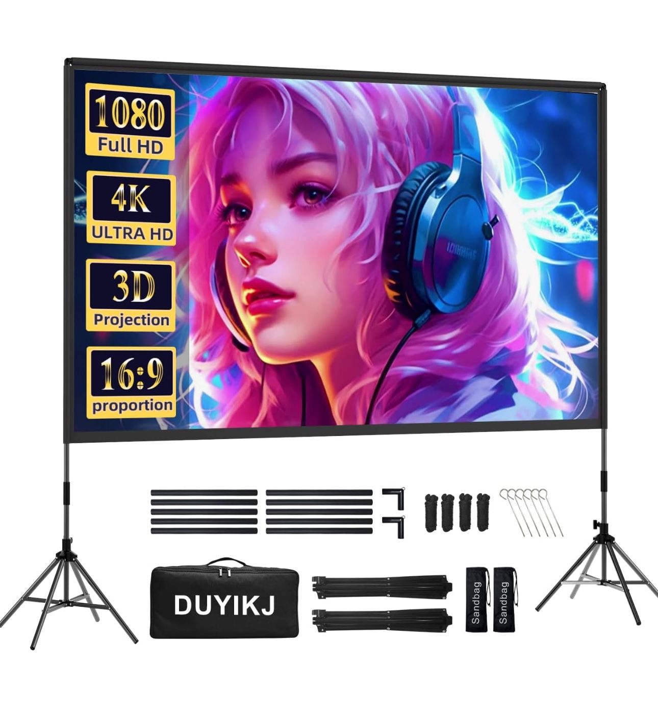 Brand New Unopened Projector Screen With Stand 120”