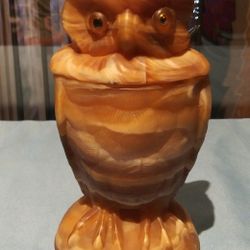 Vintage Imperial Slag Glass Owl Candy Jar