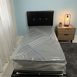 TWIN SIZE BED FRAME WITH MATTRESS AND BOXSPRING Set 3PCS New Bed //CAMA INDIVIDUAL NUEVA 