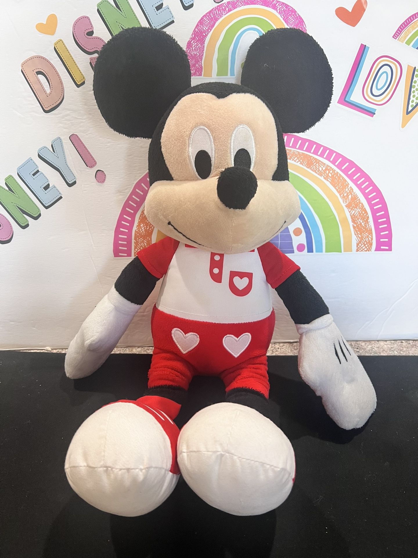 DISNEY MICKEY MOUSE  WITH HEARTS !! LARGE 18 INCH PLUSH - NEW