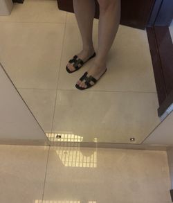 HERMES Oran Simple Odor-proof Slippers Women's Black(40)74