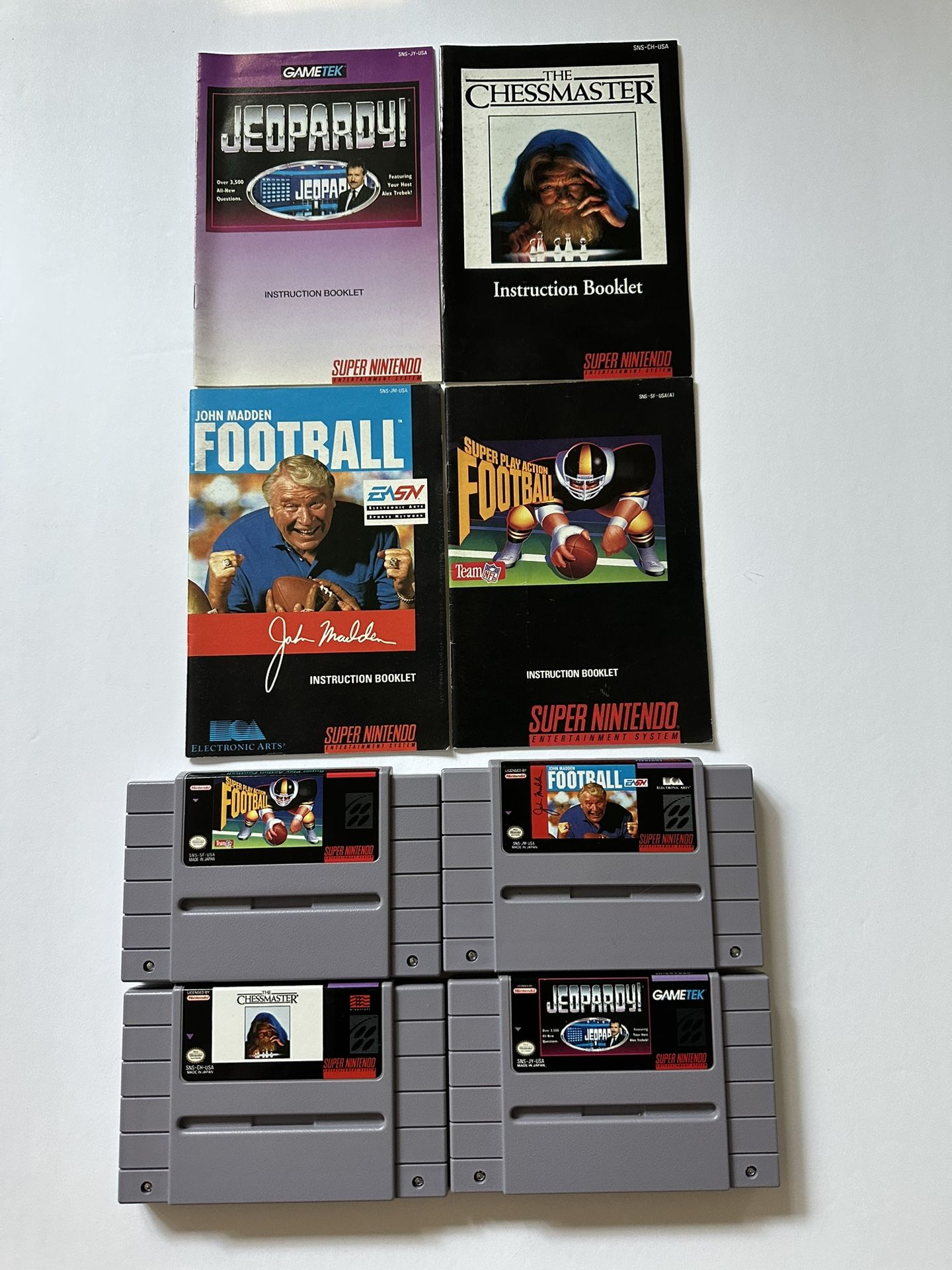 Super Nintendo- SNES lot Of 4 Games With Manuals