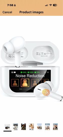 Wireless Earbuds, Smart Touchscreen Ear Buds, ANC Headphones, Bluetooth 5.4