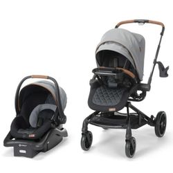 MONBEBE 360 Rotating Modular Travel System Stroller with Rear-Facing Infant Car Seat (Brilliant)