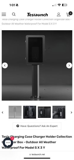 Tesla Charging Case Charger Holder Collection Organizer Box - Outdoor All Weather Waterproof For Model S X 3 Y