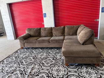Brown Fabric Sectional Sofa with Chaise