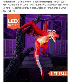 Halloween 5 foot light up inflatable dragon