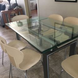 Nice Expanded Glass Table And Chairs , Sold Separate If You Want 