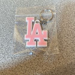 Dodger, pink and white keychain