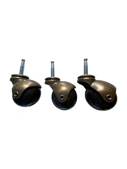 Set of 3 Antique Brass Ball Caster Wheels